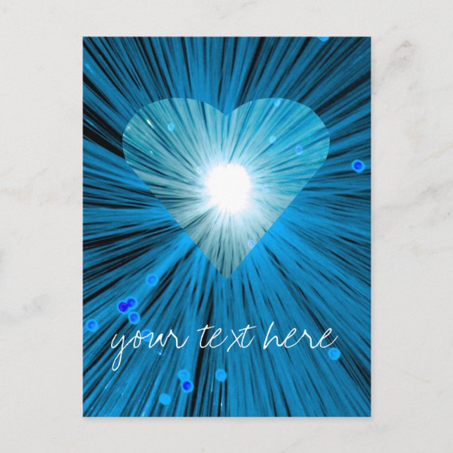 Carte postale Coeur Bleu 'Votre Texte' (Devant)