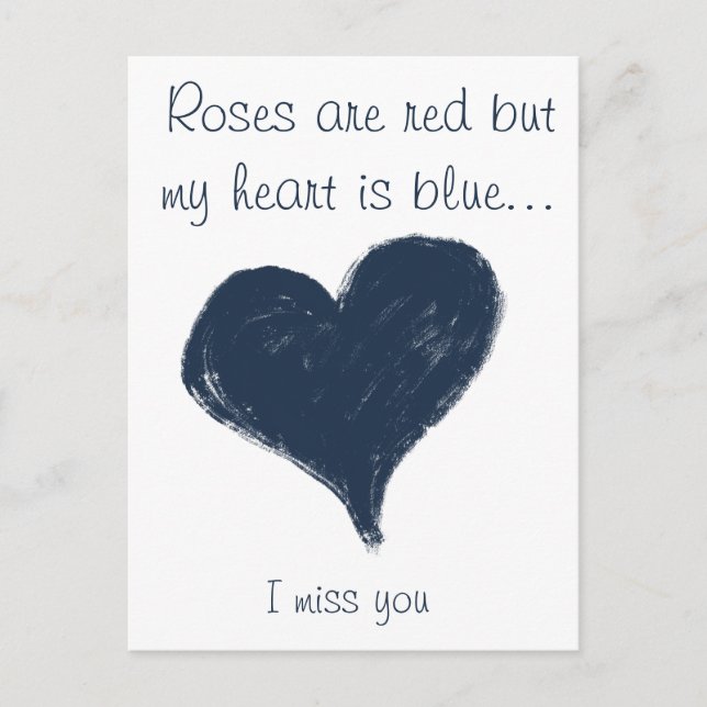 Carte Postale Coeur bleu - Vous me manquez (Devant)