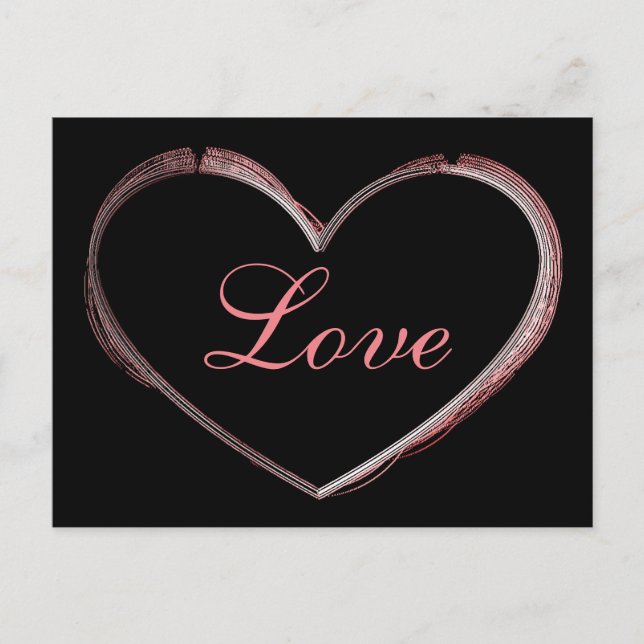 Carte Postale Cœur branché gris calligraphie amour mariage (Devant)