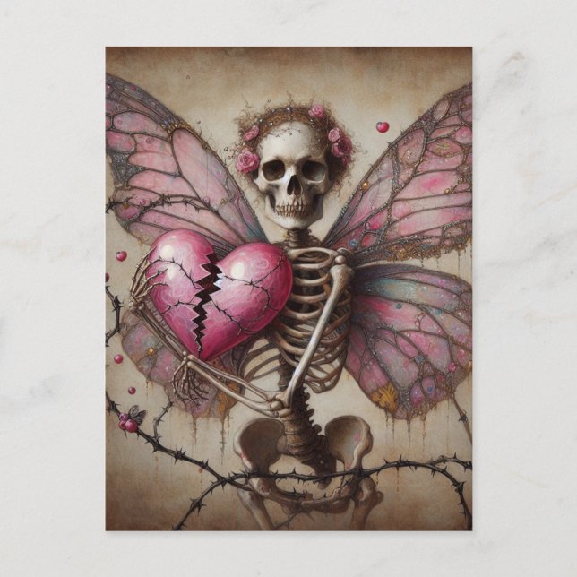 Carte Postale Coeur brisé Squelette Fée (Devant)
