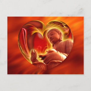 Carte Postale Coeur BUDDHA feu rouge