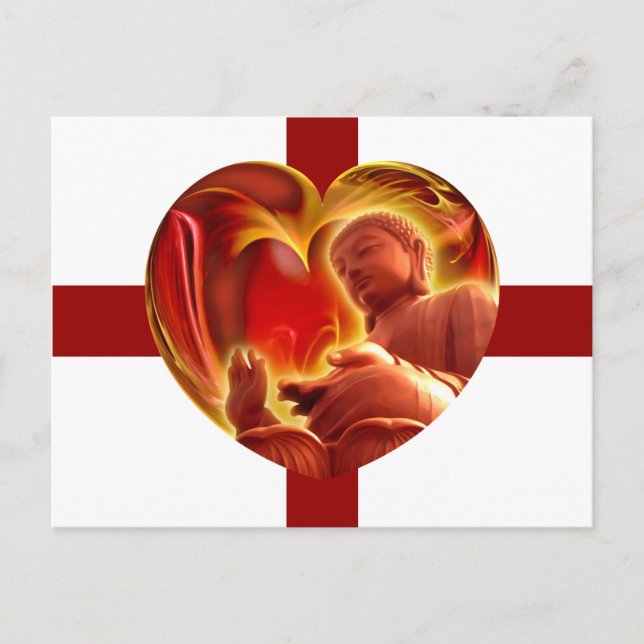 Carte Postale Coeur BUDDHA | rayures rouges foncées (Devant)