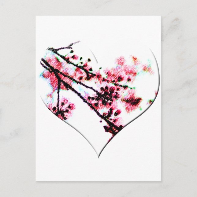 Carte Postale Coeur cerise en fleurs (Devant)