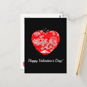 Carte Postale Coeur cerise en fleurs