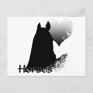 Carte postale Coeur Chevaux I (coeur d'argent)