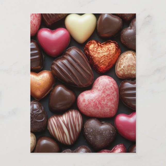 Carte Postale Coeur chocolat et chocolat Saint-Valentin (Devant)