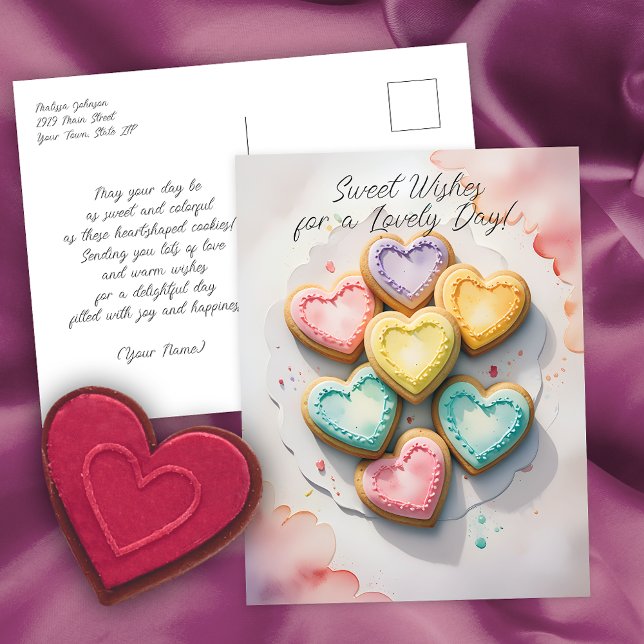 Carte Postale Coeur Coeur Cookies Souhaits doux (Créateur téléchargé)