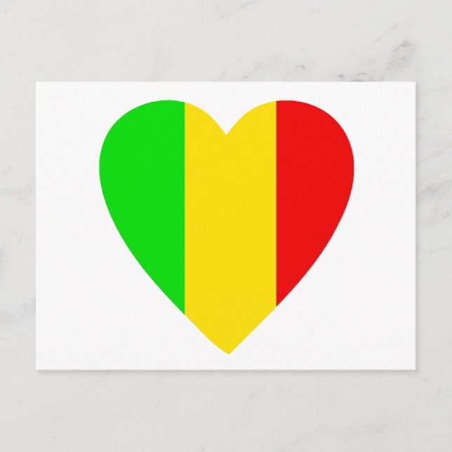 Carte Postale Coeur coloré Rasta (Devant)
