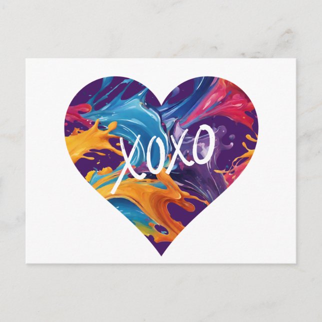 Carte Postale Coeur coloré XOXO- (Devant)
