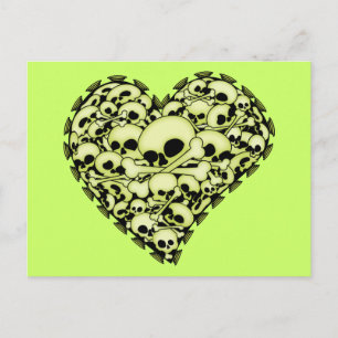 Carte Postale Coeur crâne - Vert