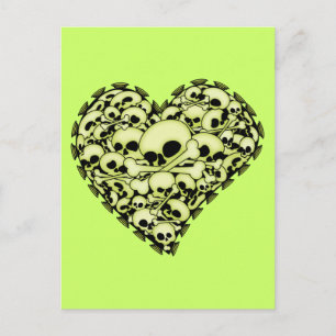 Carte Postale Coeur crâne - Vert