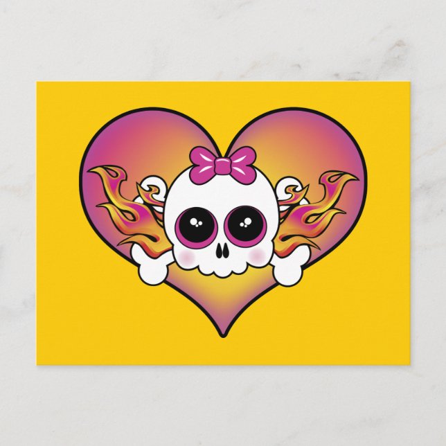 Carte Postale Coeur crânien mignon (Devant)