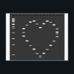 Carte Postale Coeur d'ADN sur gel d'agraise<br><div class="desc">La meilleure façon de montrer à tout le monde combien vous aimez l'ADN ou les gels d'agraise, les coeurs ou les échelles d'ADN ou même si vous aimez les carrés noirs avec des lignes blanches. C'est une image d'ADN digéré puis chargé sur un gel agaorse à côté d'une échelle d'ADN...</div>