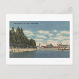 Carte Postale Coeur d'Alene, ID - Vue de City Beach & Pier