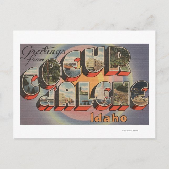 Carte Postale Coeur d'Alene, Idaho - Scènes de grandes lettres (Devant)