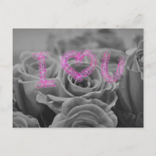 Carte Postale Coeur d'amour avec Roses