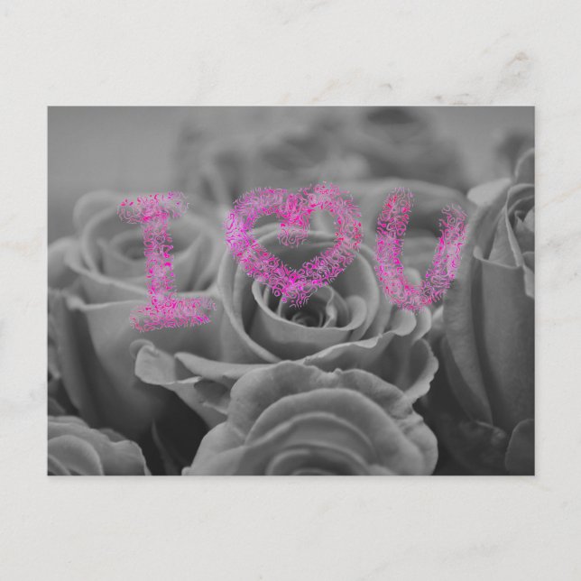 Carte Postale Coeur d'amour avec Roses (Devant)