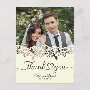 Carte Postale Cœur d'amour de mariage à plat de remerciement d'é