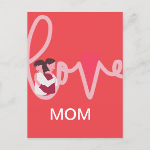 Carte Postale Cœur d'amour maman personnalisé Saint-Valentin