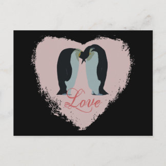 Carte postale Coeur d'amour pingouin