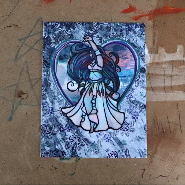 Carte Postale Coeur d'amour turquoise et violet danseuse du vent (Créateur téléchargé)