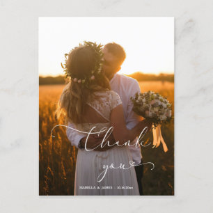 Carte Postale Cœur de calligraphie élégante Mariage Merci
