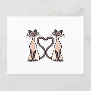 Carte Postale Coeur de chats siamois