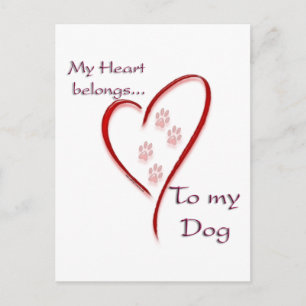 Carte Postale Coeur de chien Appartient