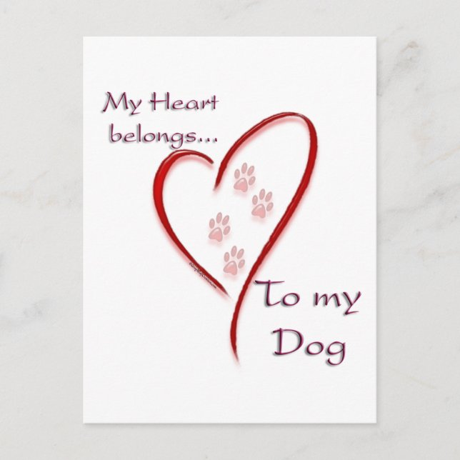 Carte Postale Coeur de chien Appartient (Devant)