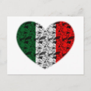 Carte Postale Coeur de drapeau de l'Italie