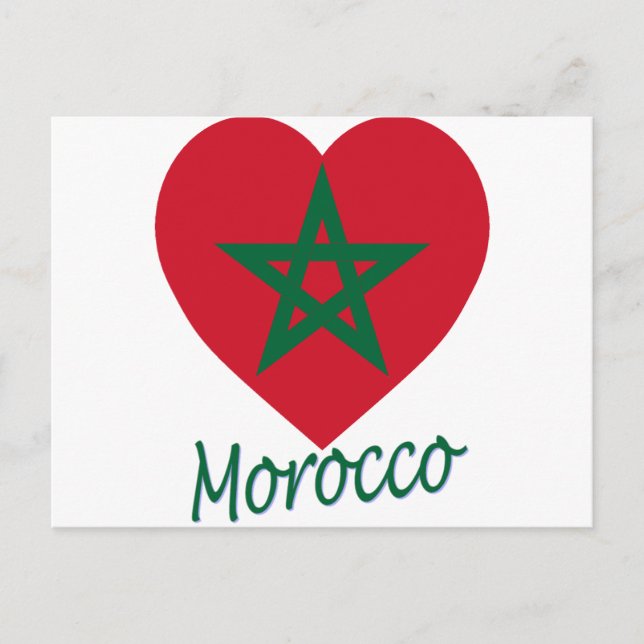 Carte Postale Coeur de drapeau du Maroc (Devant)
