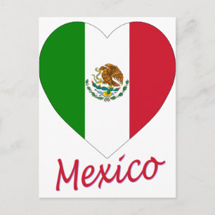 Carte Postale Coeur de drapeau du Mexique