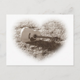 Carte Postale Coeur de guitare acoustique