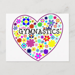Carte Postale Coeur de gymnastique avec fleurs