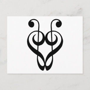 Carte Postale Coeur de la clef de arbre (noir)