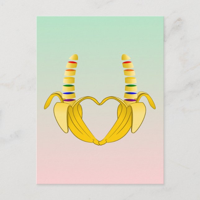 Carte Postale Coeur de la liberté du Gay pride de banane (Devant)