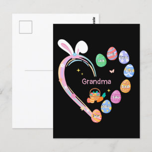 Carte Postale Coeur de lapin de Pâques Grand-mère Oeuf de Pâques