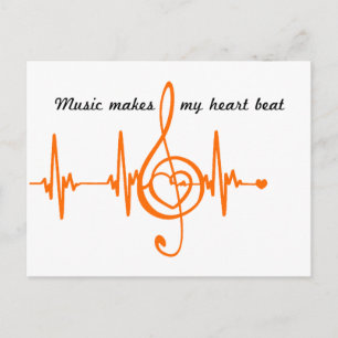 Carte Postale COEUR DE MUSIQUE BATTRE Música batida do coração