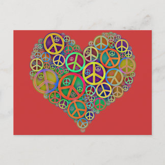 Carte Postale Coeur de paix Vintage rétro