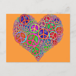 Carte Postale Coeur de paix Vintage rétro