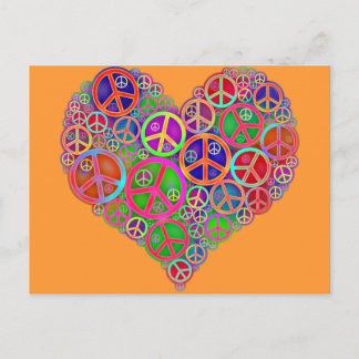 Carte Postale Coeur de paix Vintage rétro