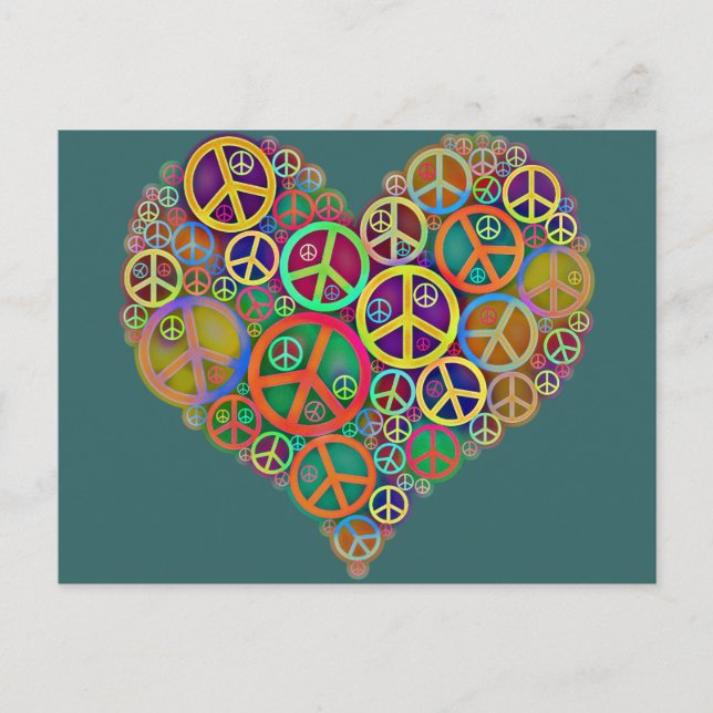 Carte Postale Coeur de paix Vintage rétro (Devant)