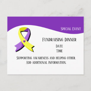 Carte Postale Coeur de ruban jaune et violet