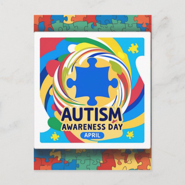 Carte Postale Coeur de sensibilisation sur l'autisme mois d'avri (Devant)