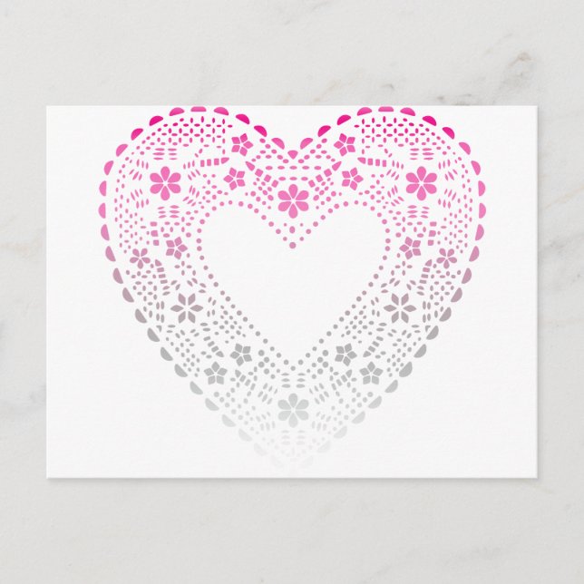 Carte Postale Coeur dentelle rose (Devant)