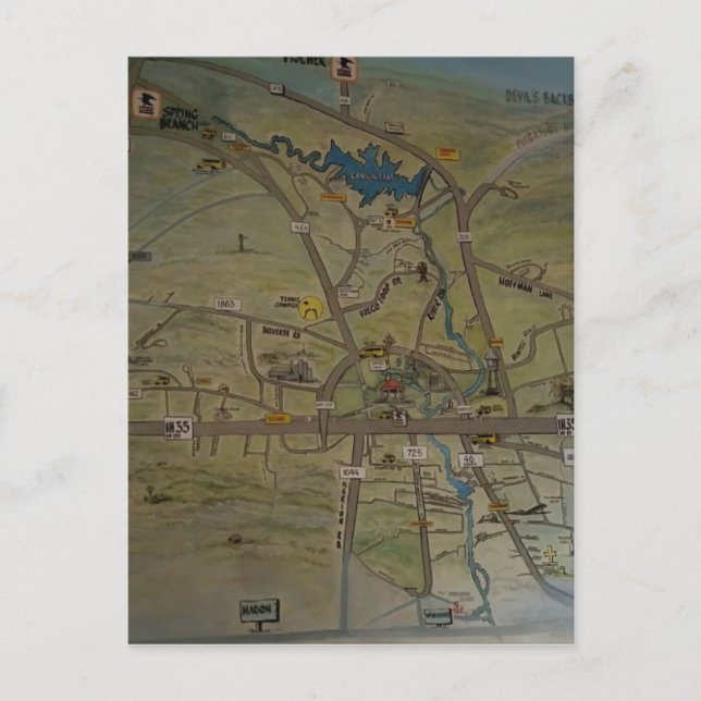 Carte Postale Coeur des nouveaux Braunfels, Texas (Devant)