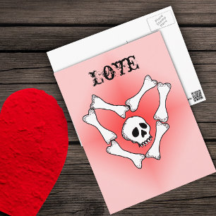 Carte Postale Coeur des os Love Skull PostCard