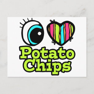 Carte Postale Coeur des yeux lumineux J'aime les chips de pommes