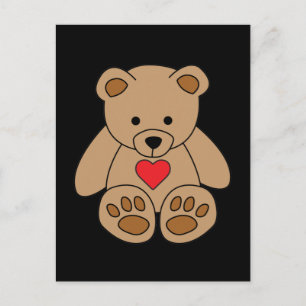 Carte Postale Cœur d'ours en peluche marron Saint-Valentin Je t'