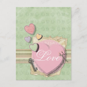 Carte Postale Coeur doux Baby shower fille Invitation papeterie